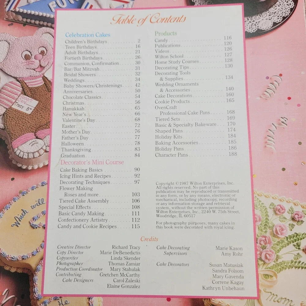 1988 Wilton Yearbook of Cake Decorating Vintage Baking Guide Let's Decorate Book